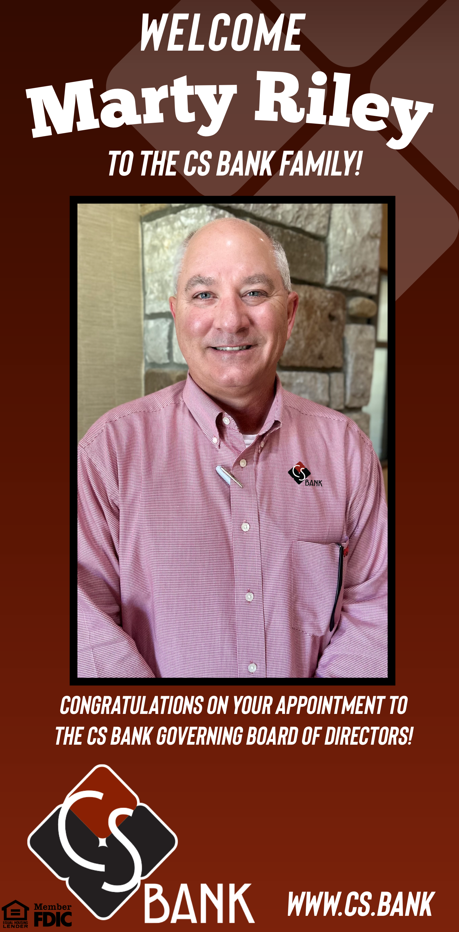 Marty Riley appointed to CS Bank Governing Board of Directors